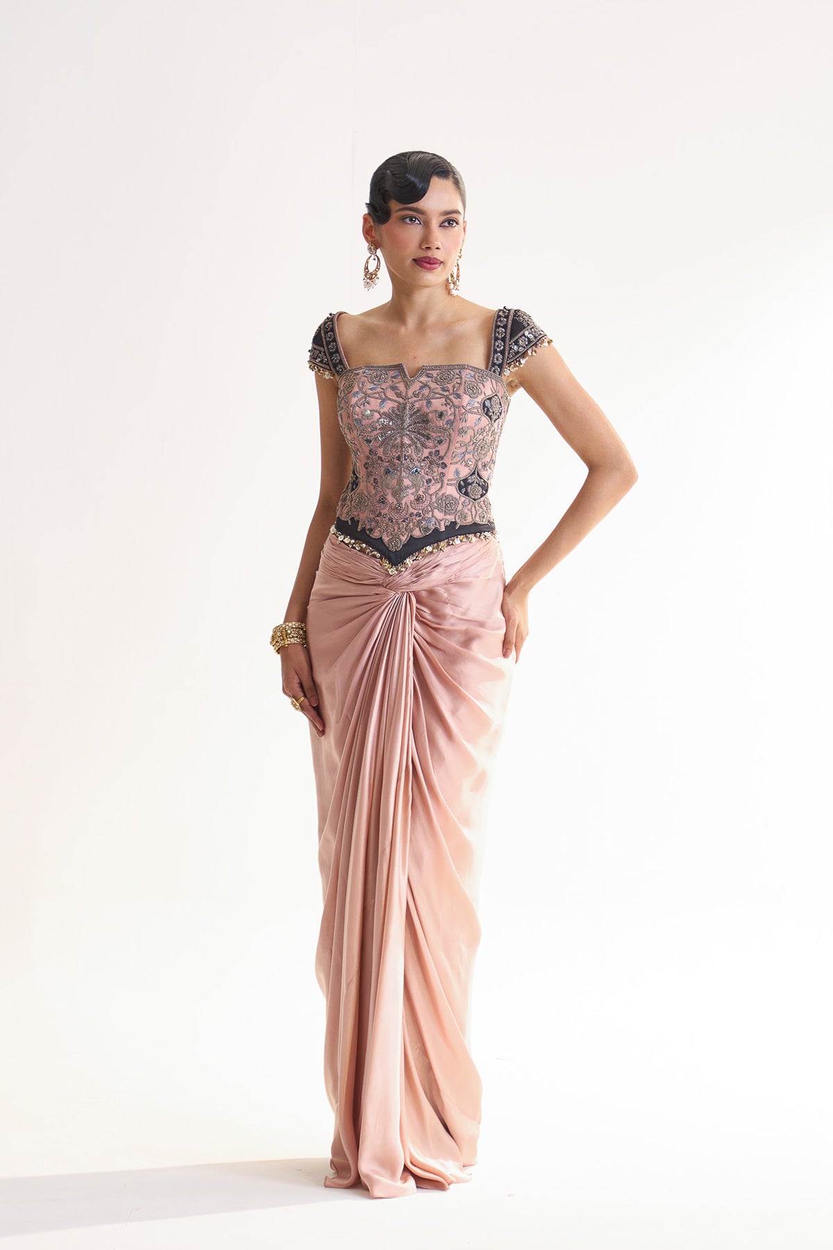 Corset drape skirt set