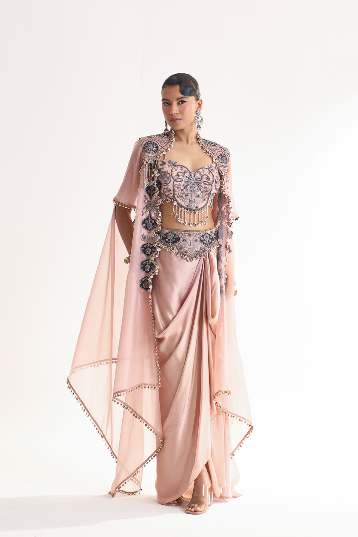 Cape and drape skirt set