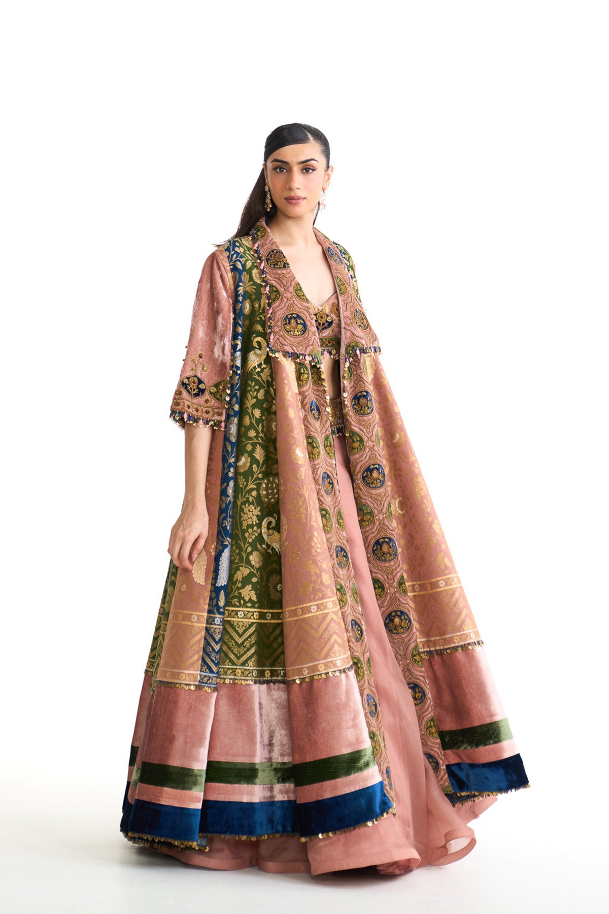 Royal vintage banarsi long jacket set