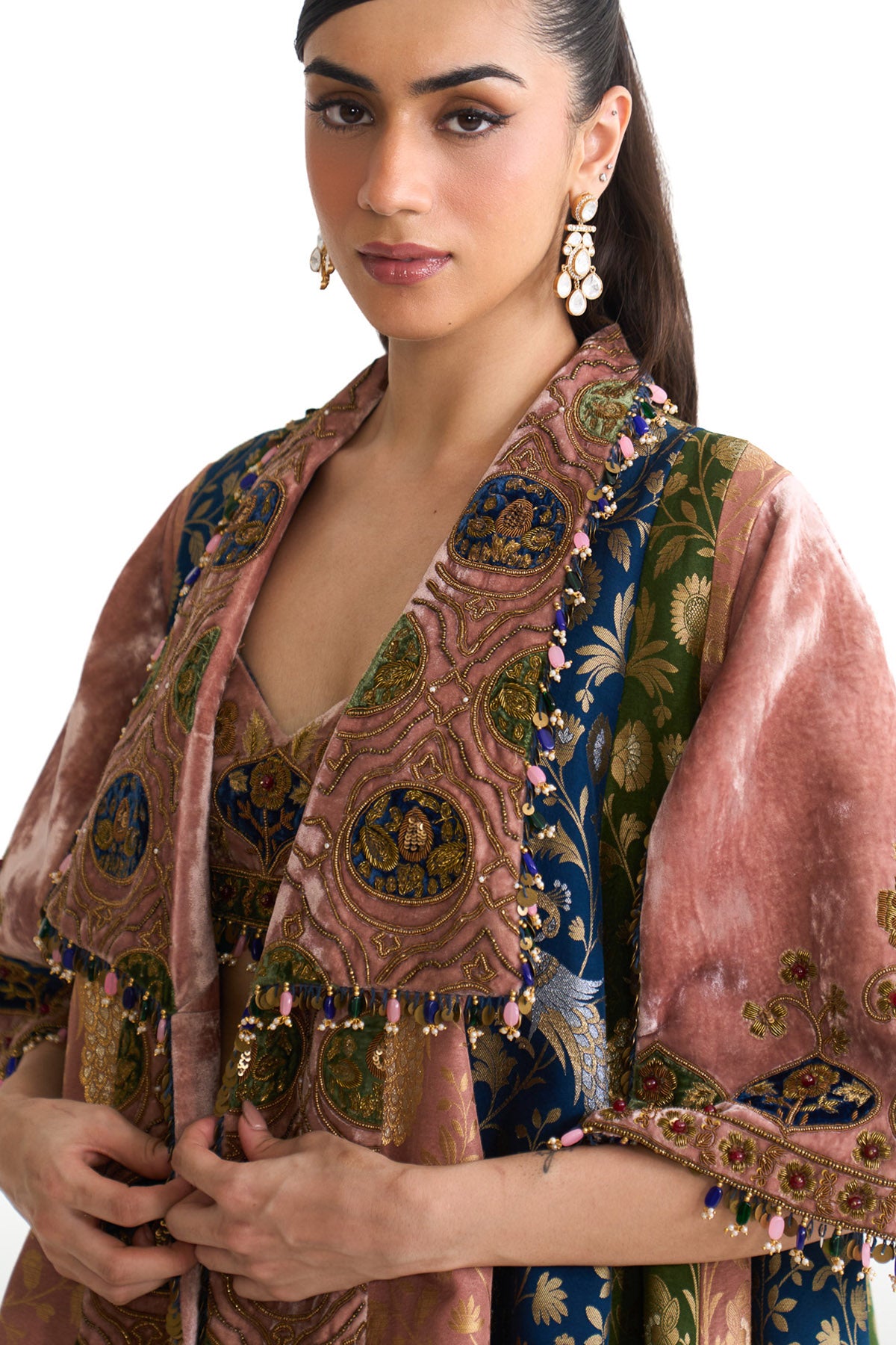 Royal vintage banarsi long jacket set