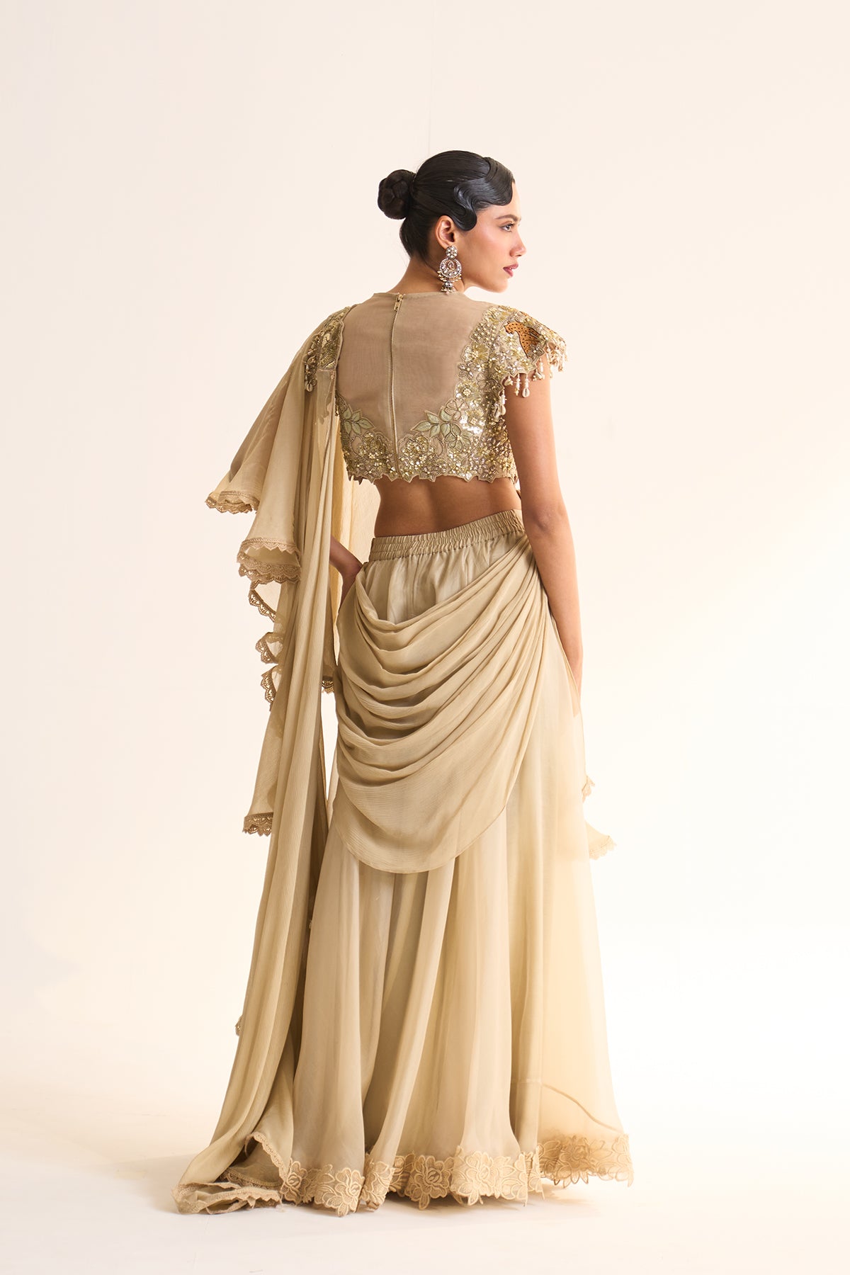 Safari Romance Ruffle drape & sharara set