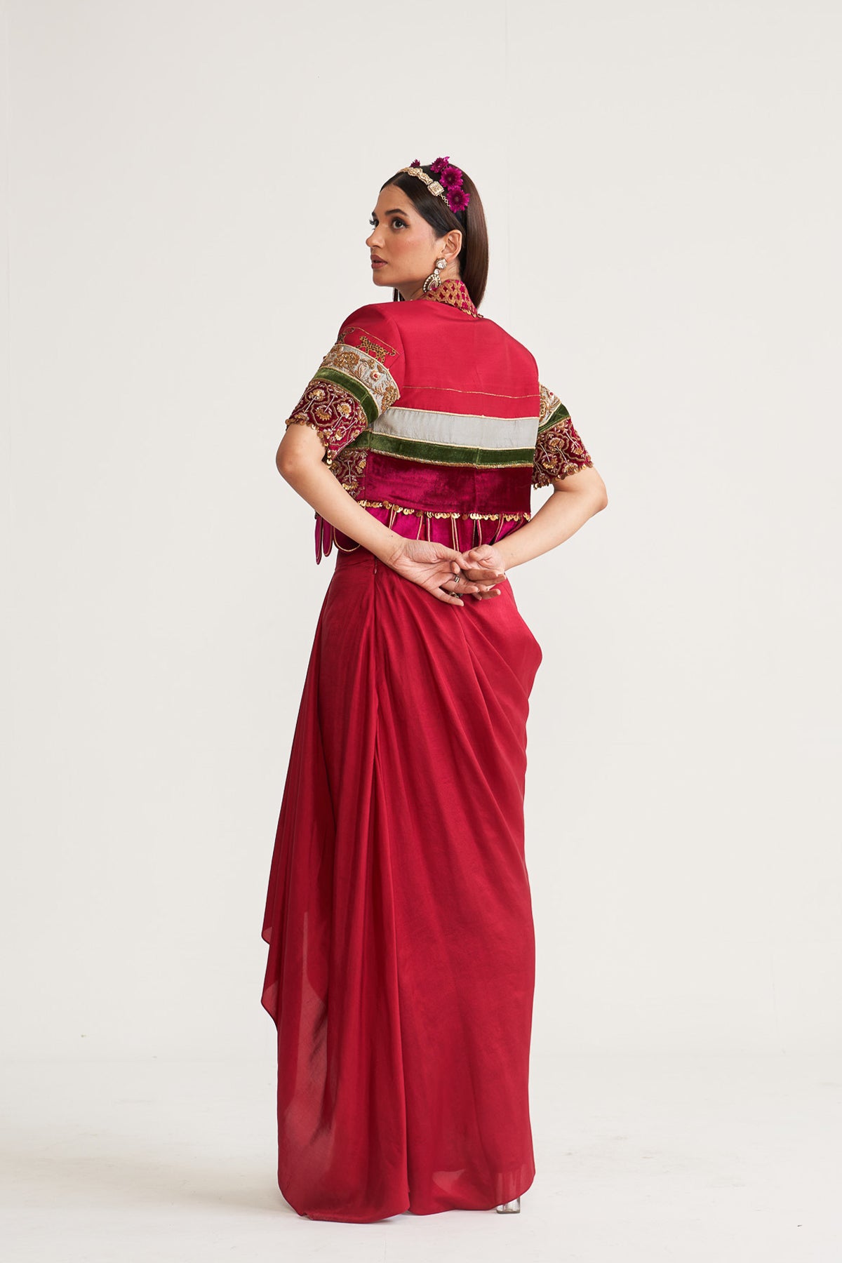 Crop blazer skirt set