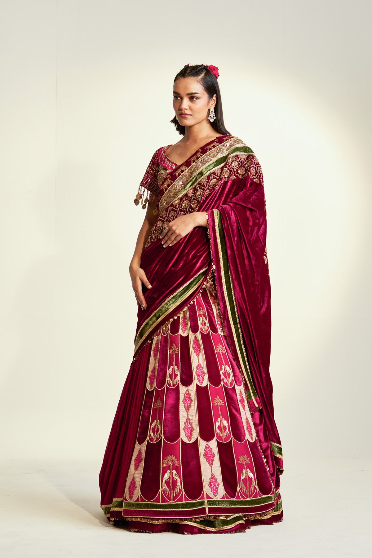 Sherry pop Lehenga saree set
