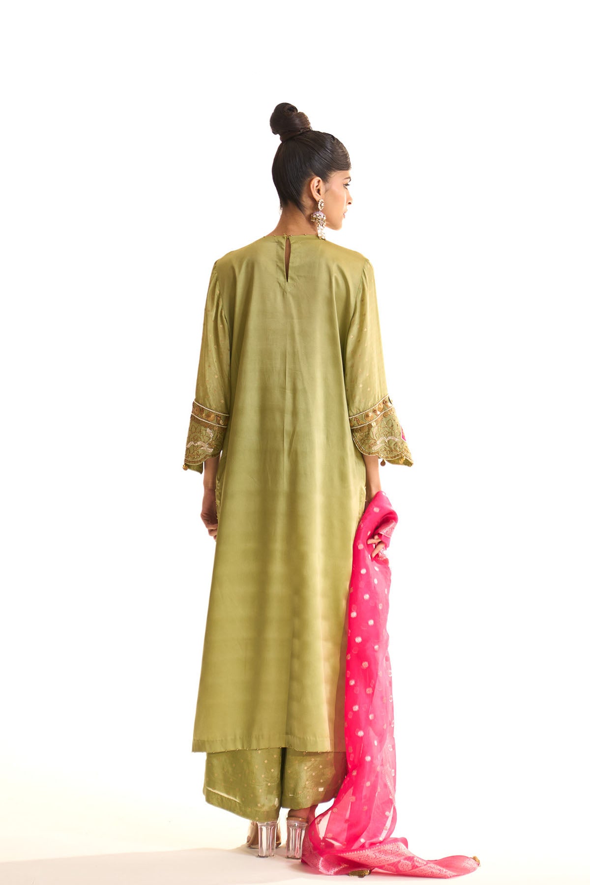 Summer mist Green Banarsi satin york set