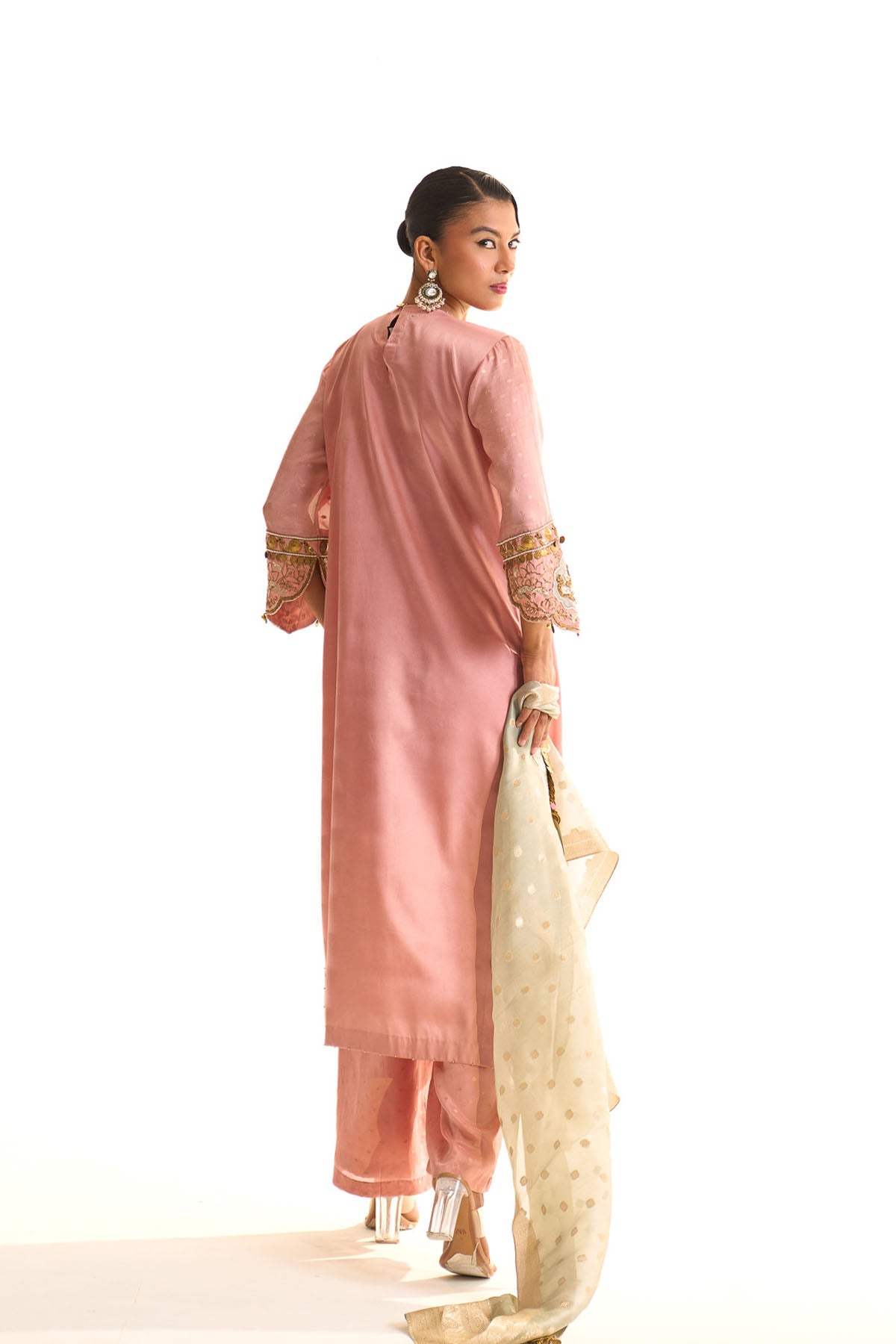 Summer mist Pink Banarsi satin york set
