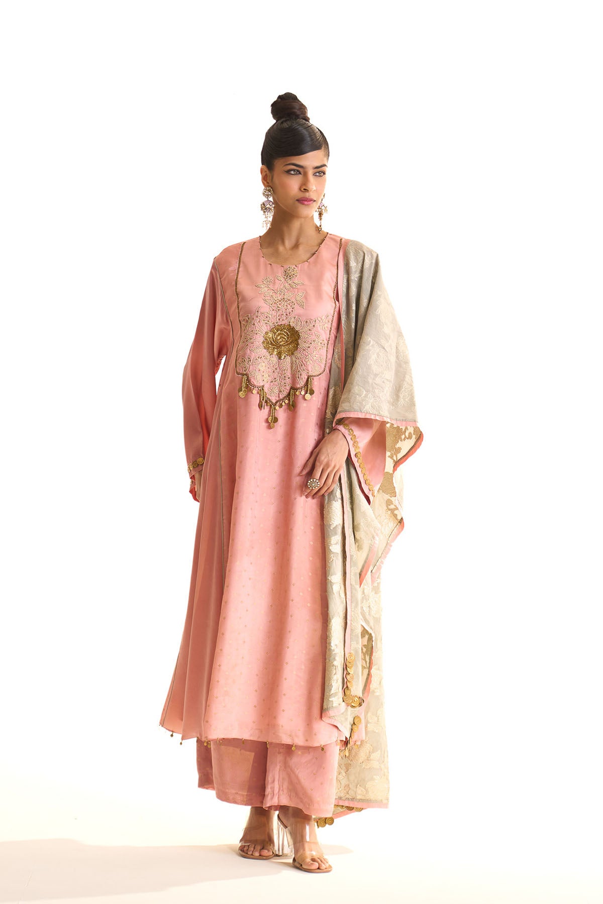 Summer mist Pink Kalidar york kurta set