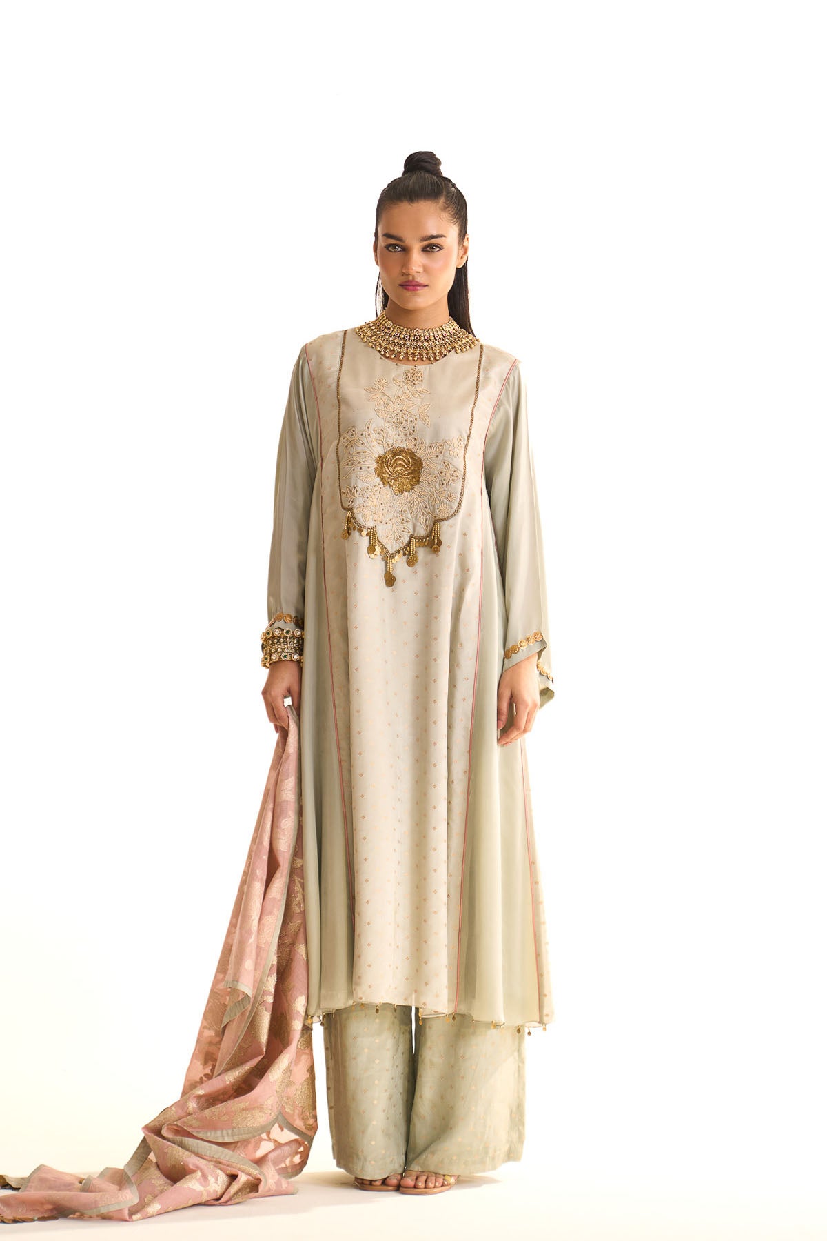 Summer mist Teal Kalidar york kurta set