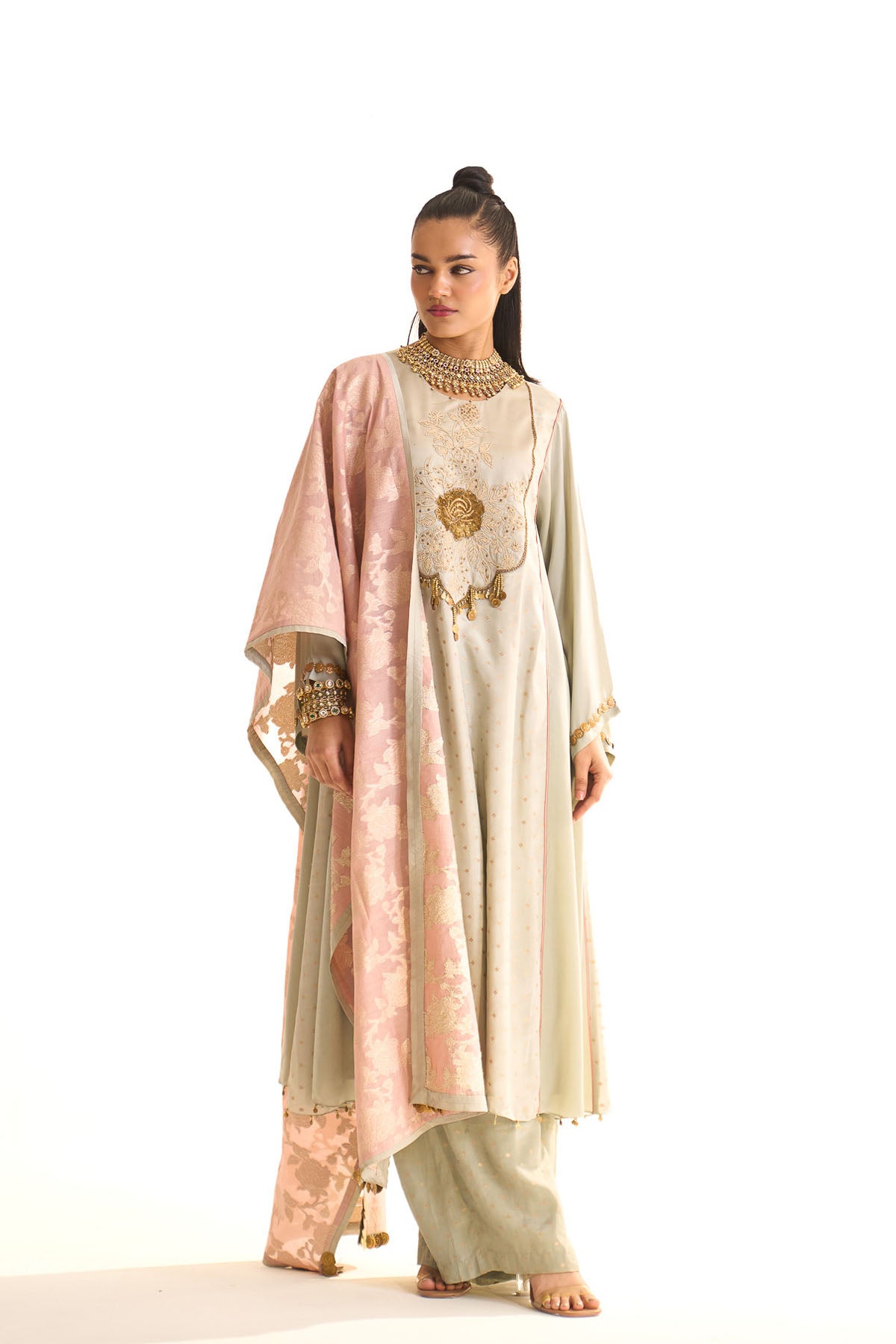 Summer mist Teal Kalidar york kurta set