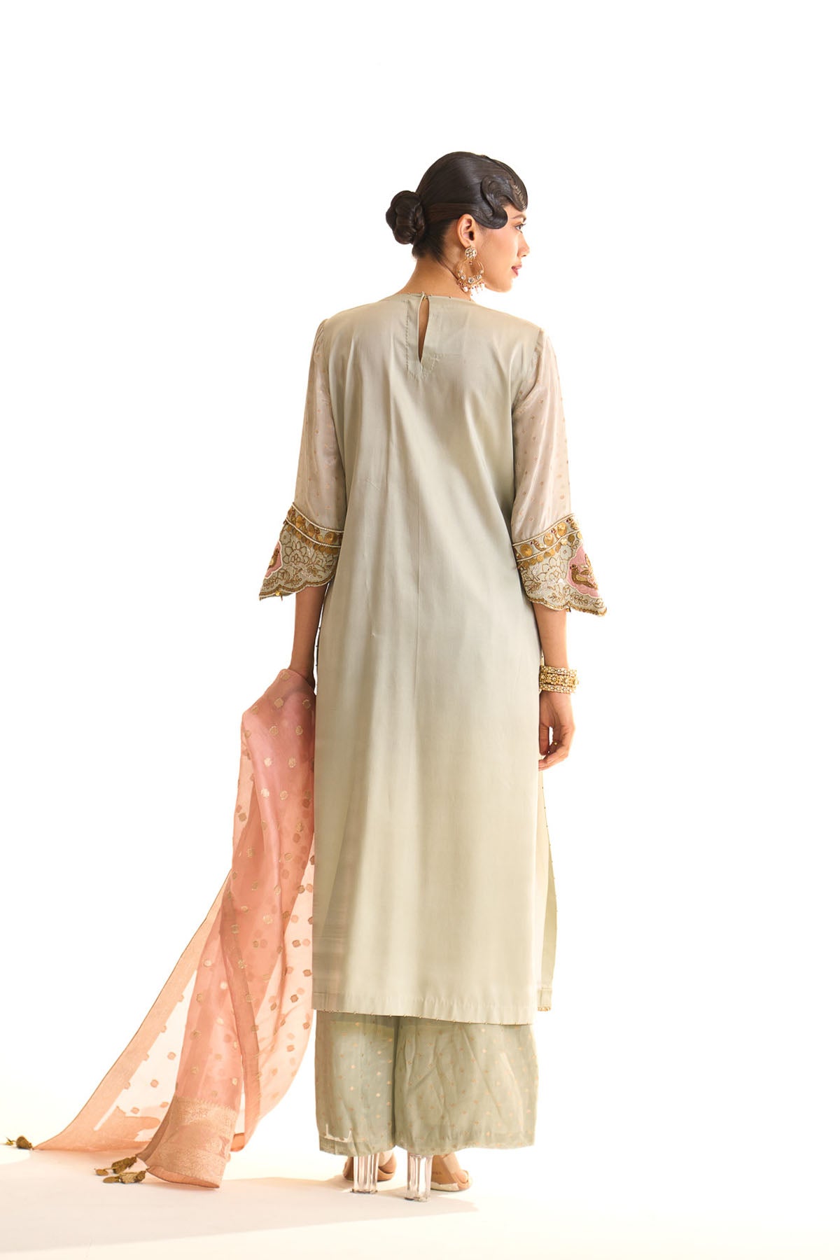 Summer mist Teal Banarsi satin york set