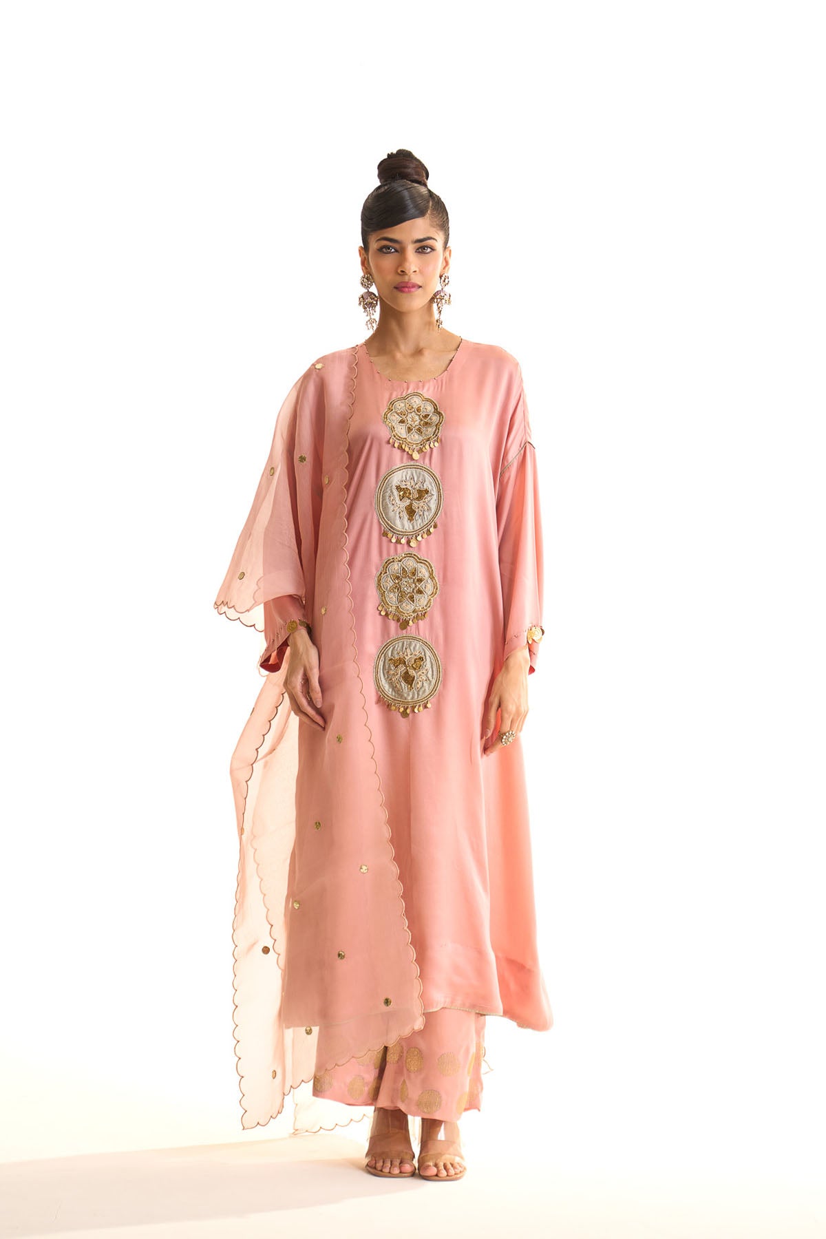 Summer mist Pink Applique circle kurta set