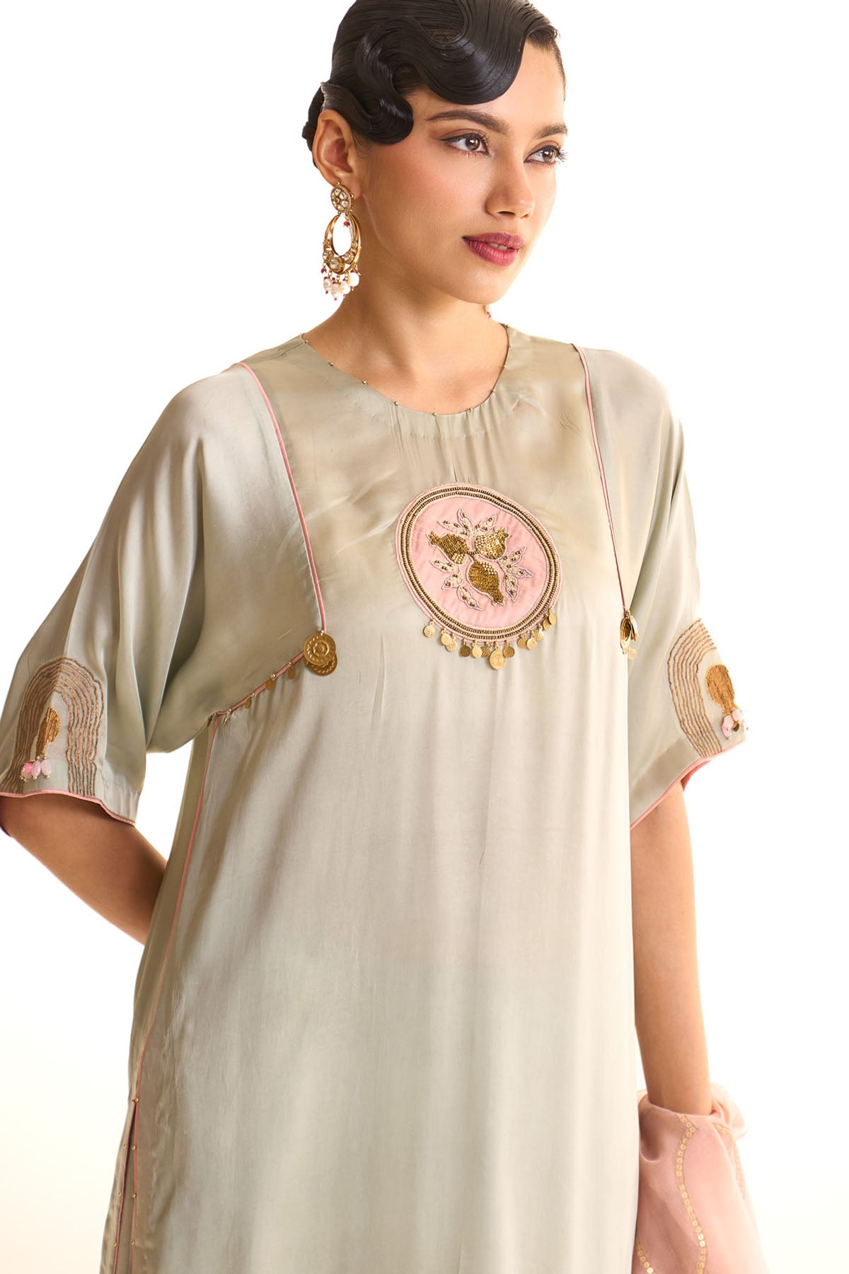 Summer mist Teal Gold anar kurta set