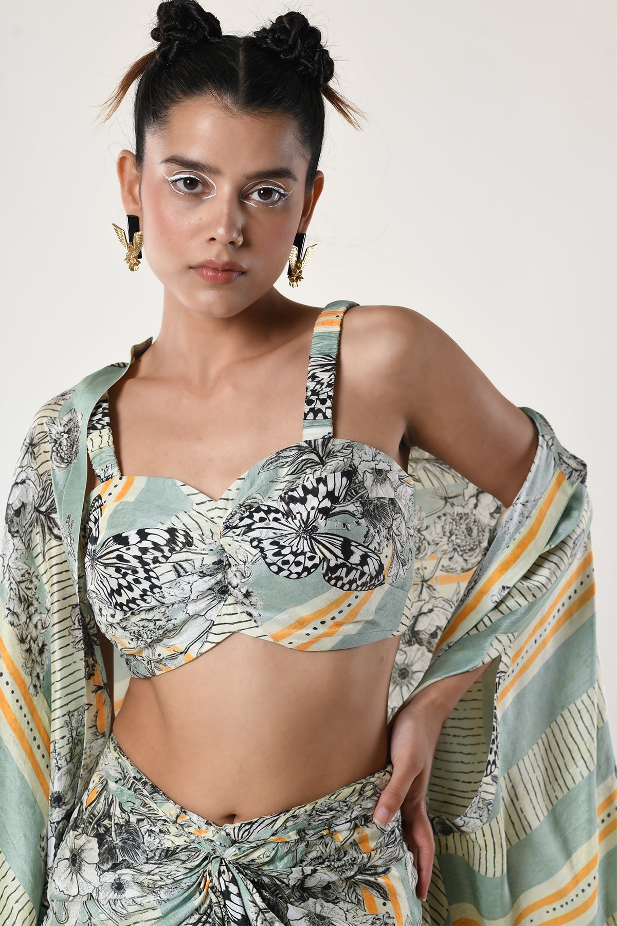 Co - Ord Set With Draped Skirt