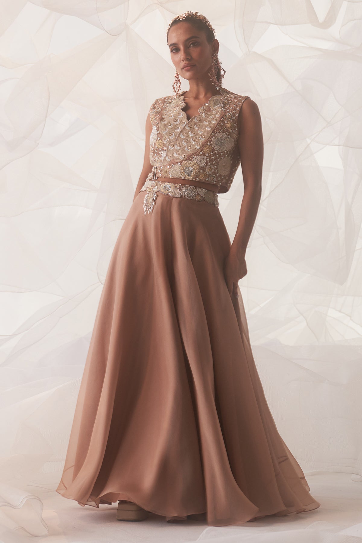 Peacock Glossy Velvet Party Wear Sharara Set with soft Organza Duppata main image 0