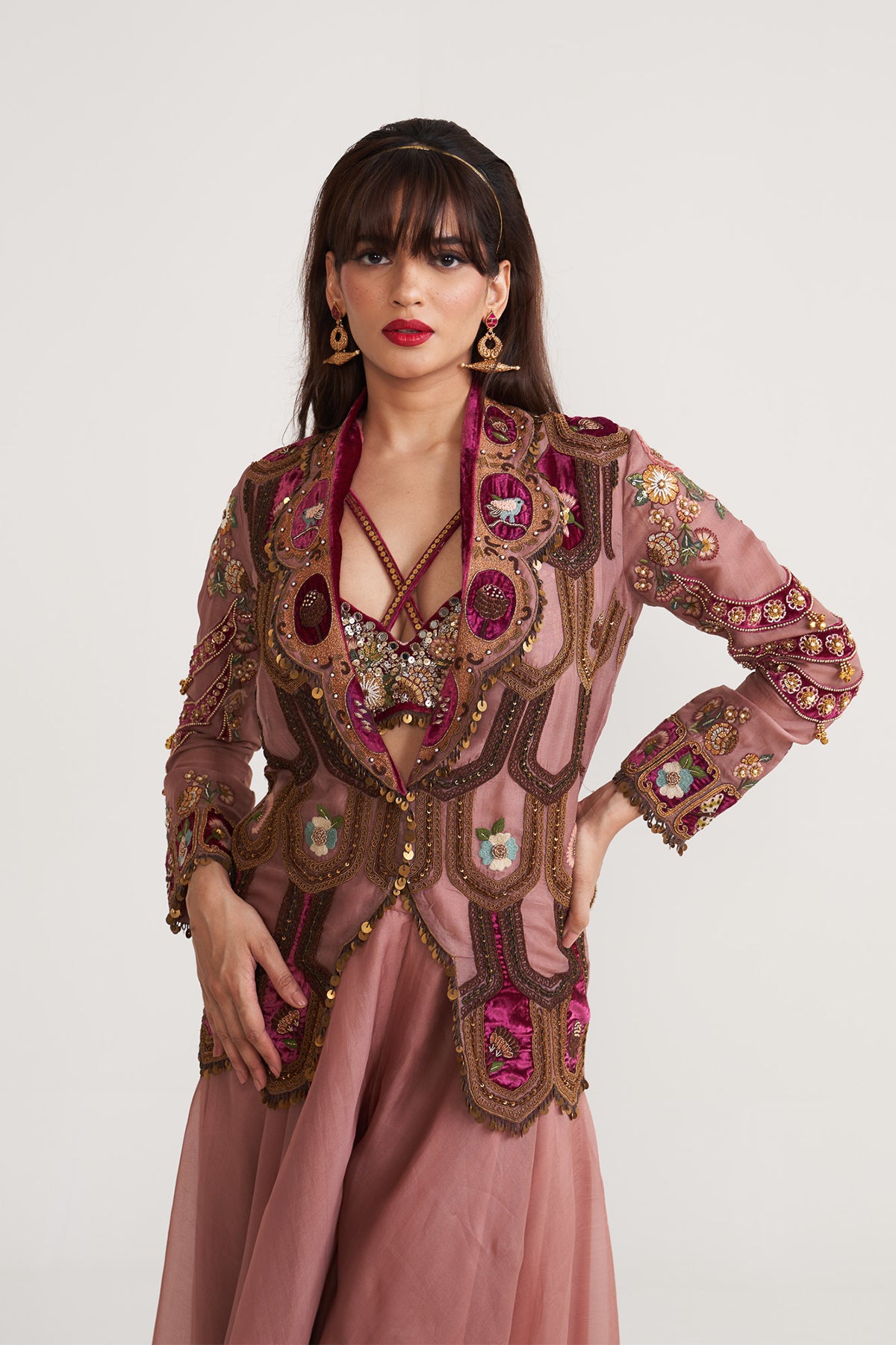 Scallop jacket and sharara set