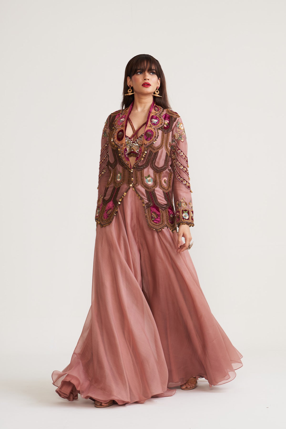 Scallop jacket and sharara set