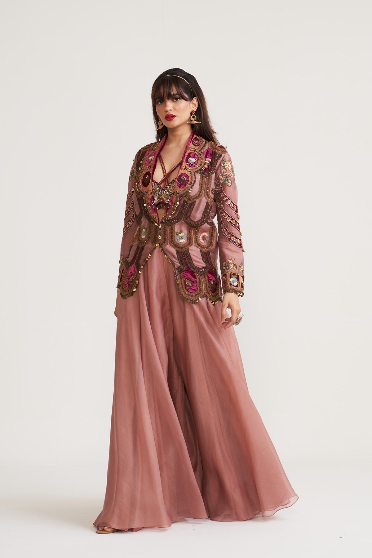 Scallop jacket and sharara set