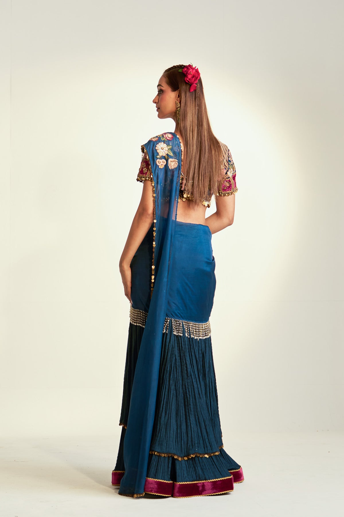 Crinkle drape saree