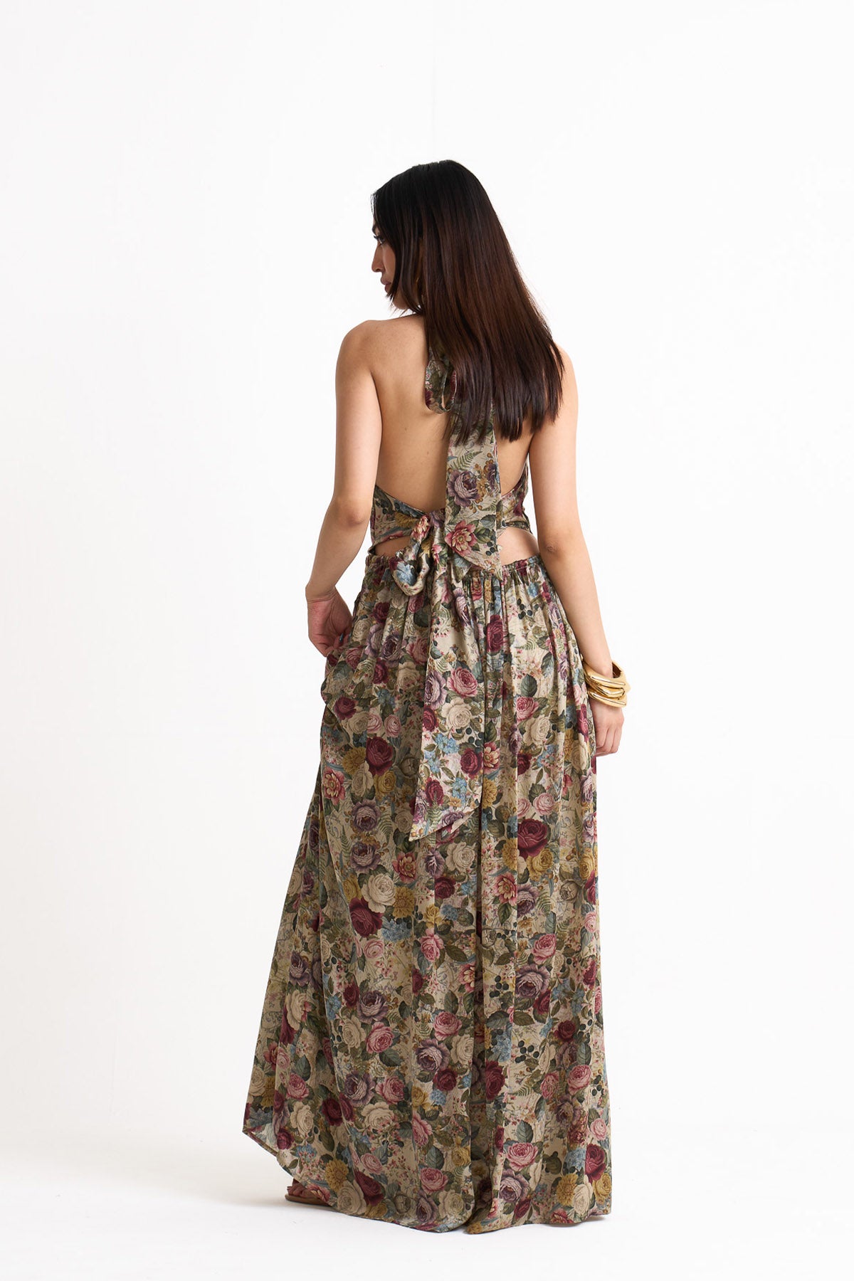 Vintage romance V neck long dress
