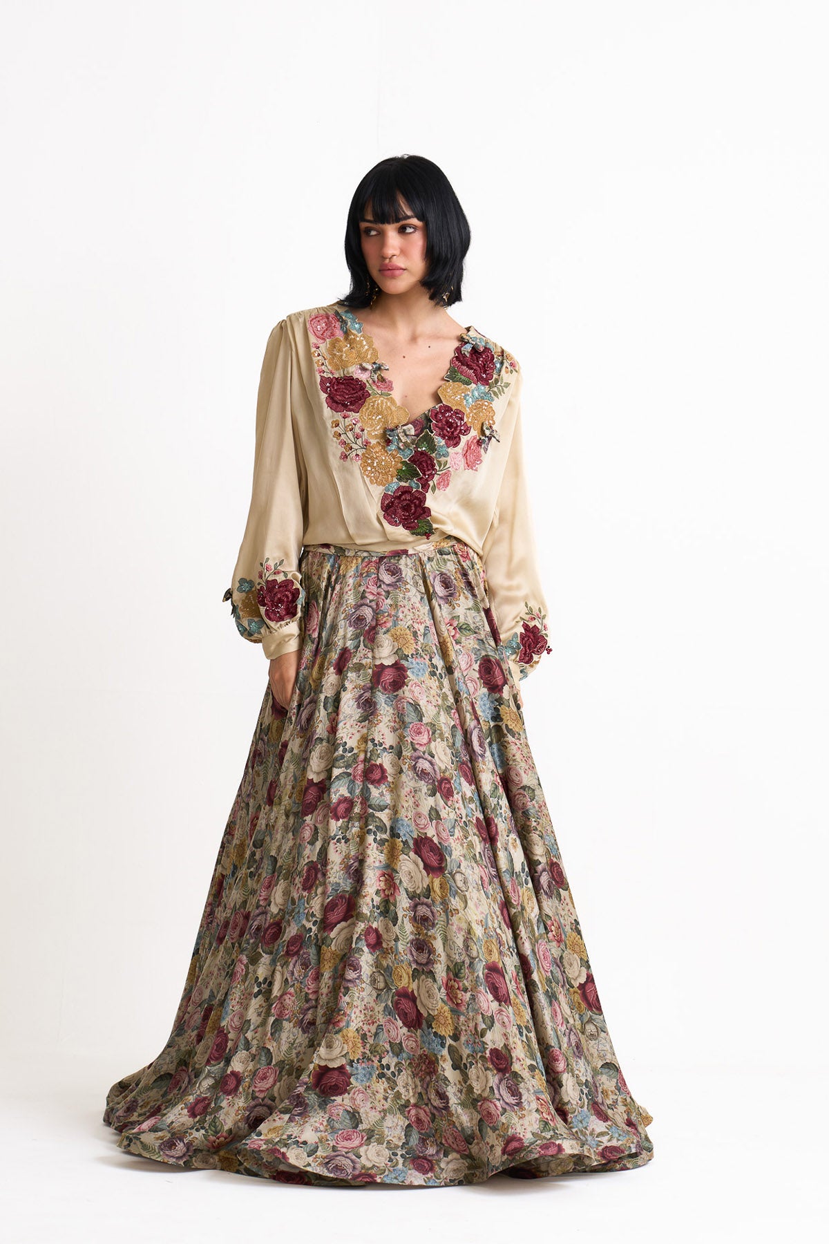 Vintage romance overlap skirt set