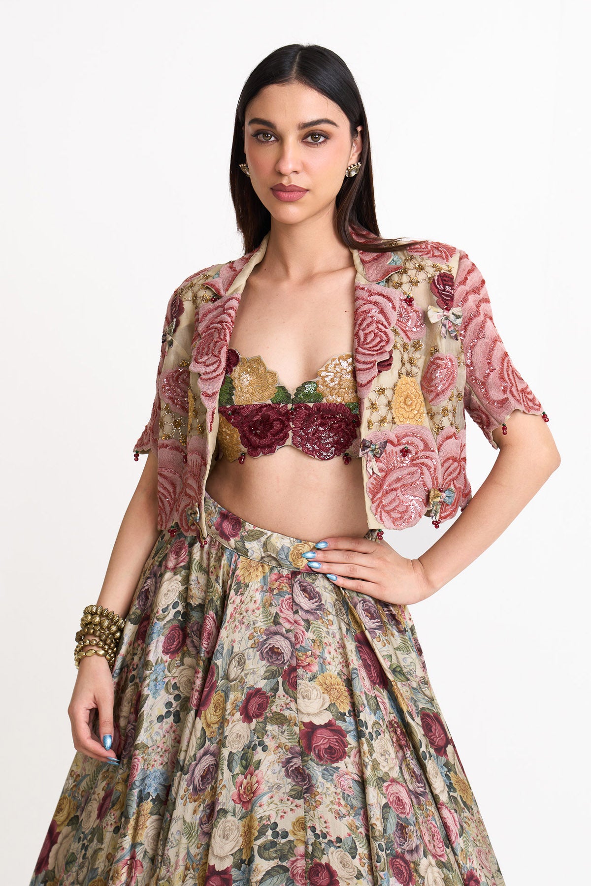 Vinatge romance crop blazer and skirt set