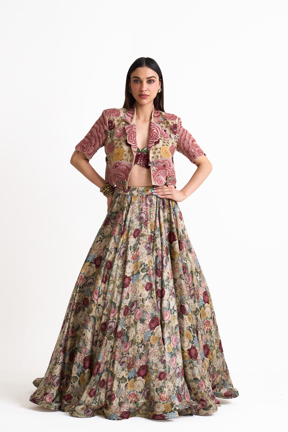 Vinatge romance crop blazer and skirt set