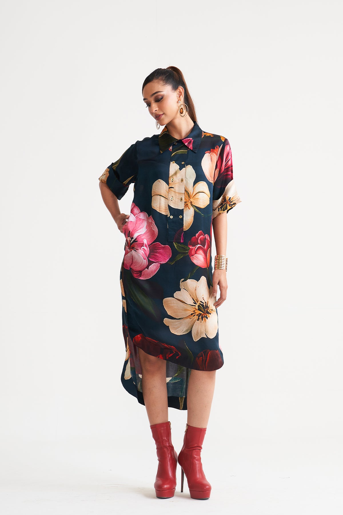 Front button detail dress