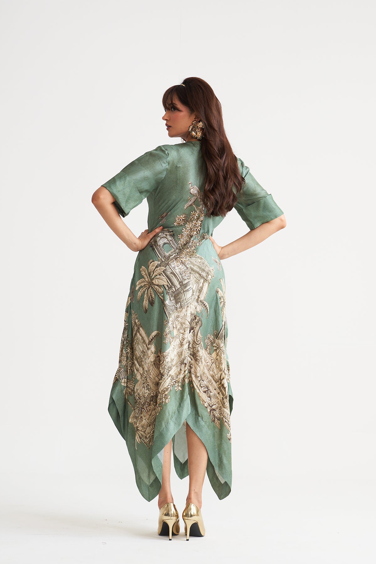 Front gather detail dress