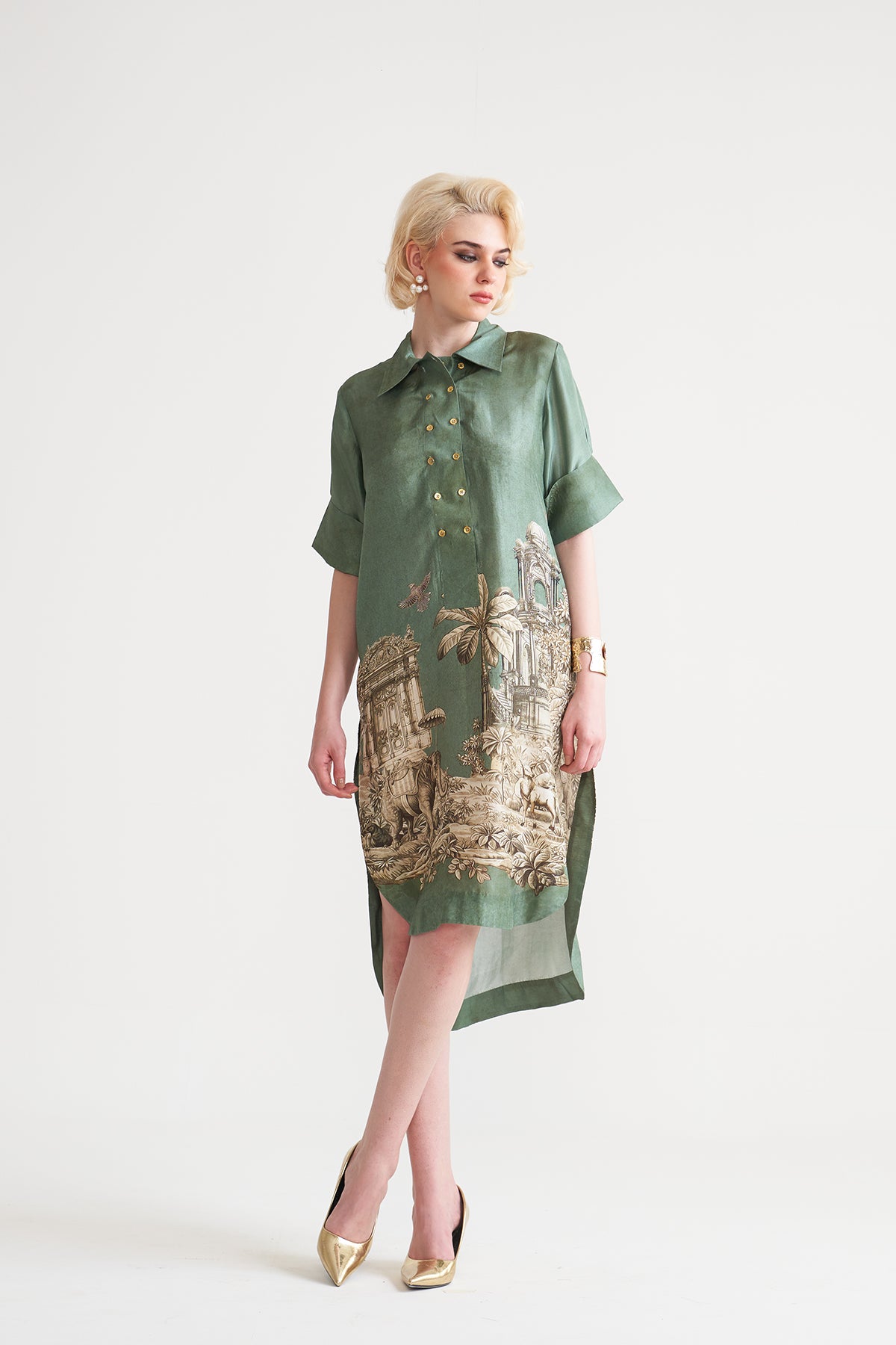 Front button detail dress