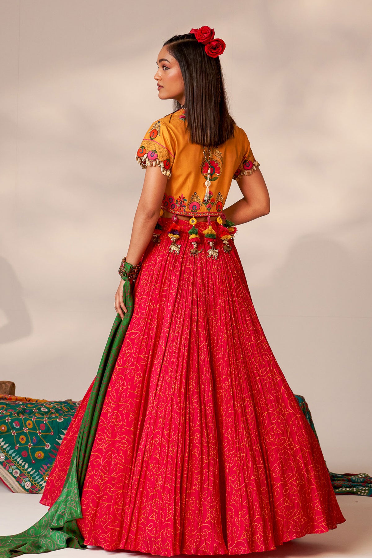 Short peplum lehenga set