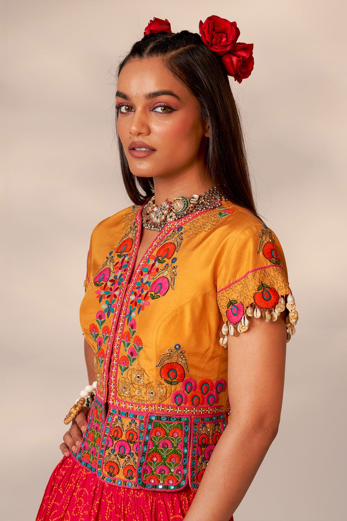 Short peplum lehenga set