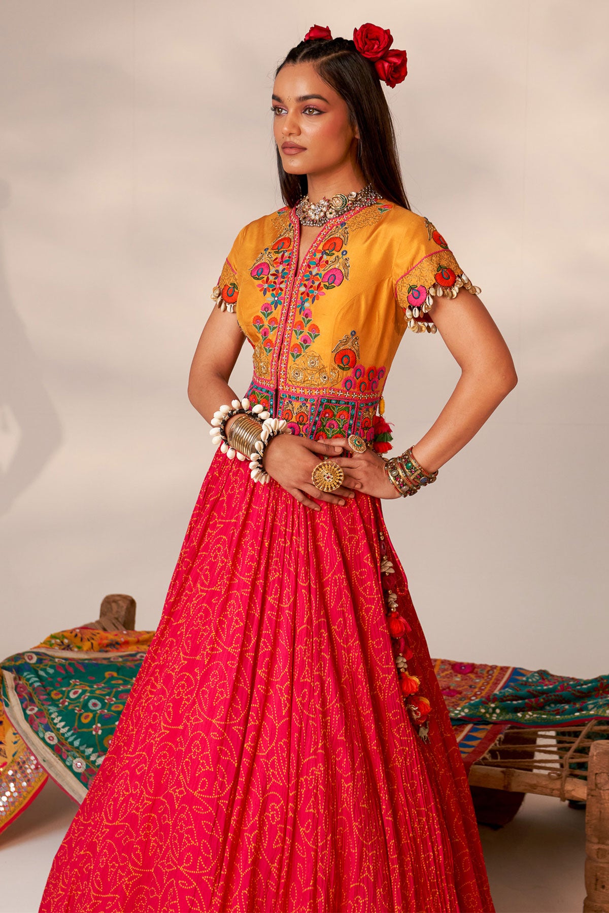 Short peplum lehenga set