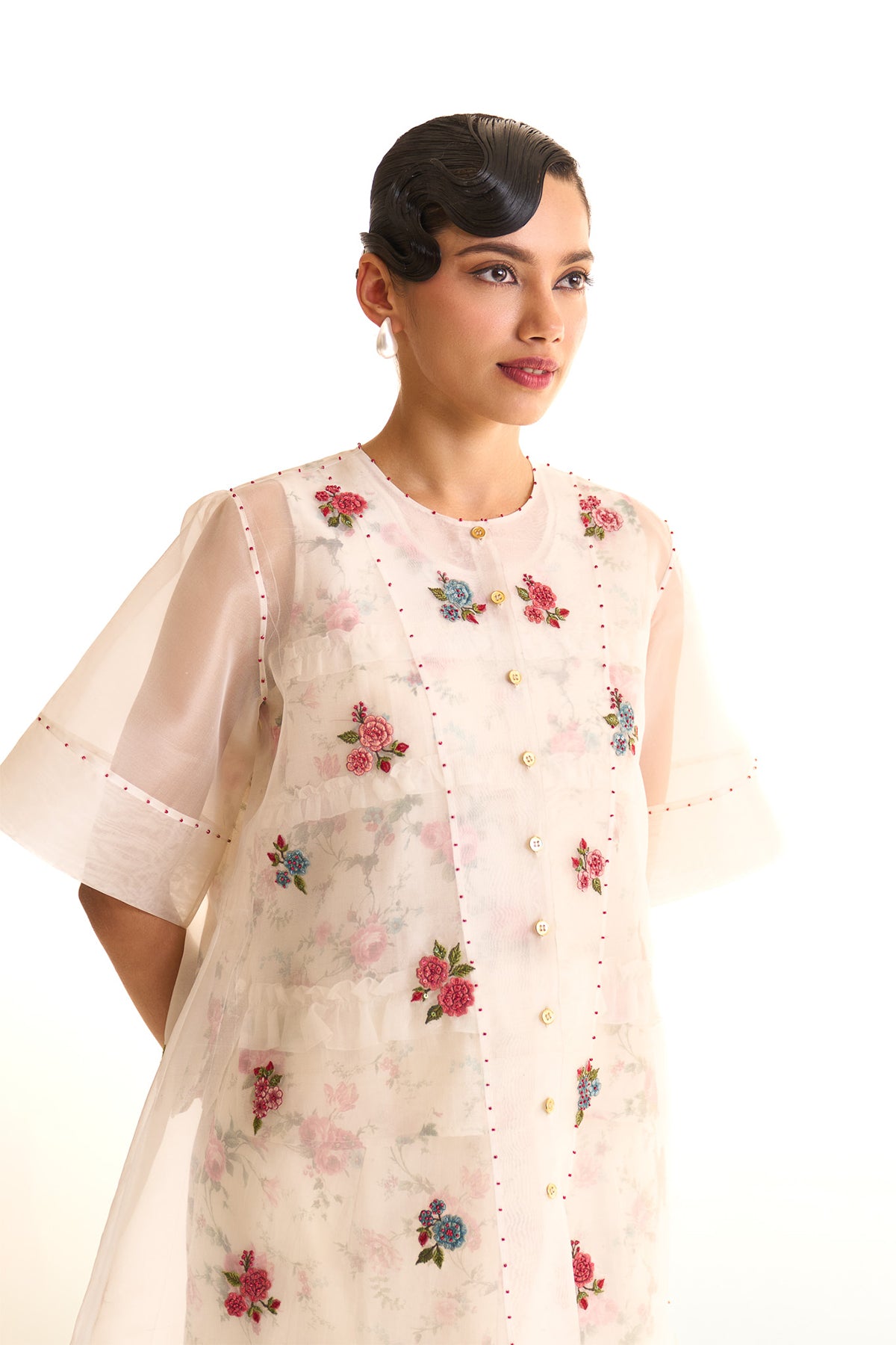 Chandni Ruffle slip & organza shirt set