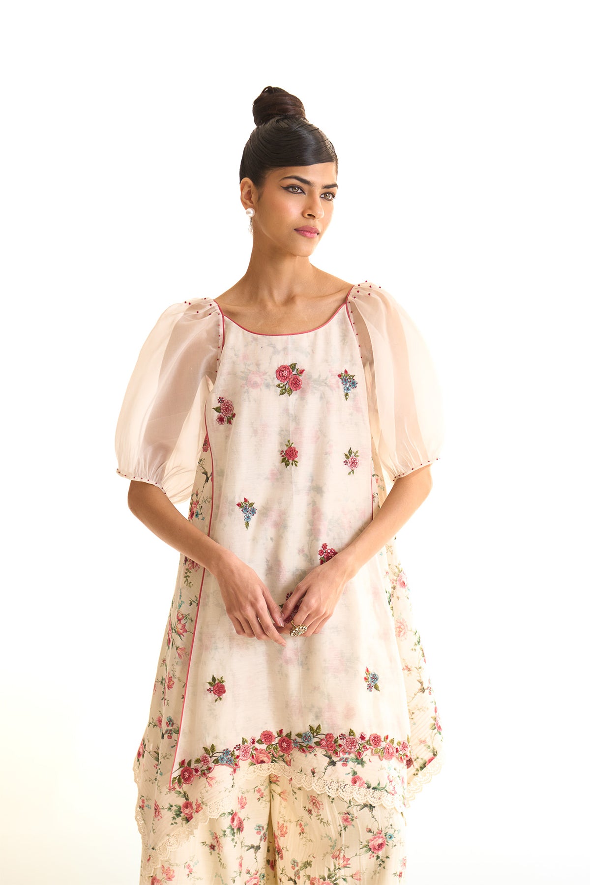 Chandni High low tunic with gathered palazzo