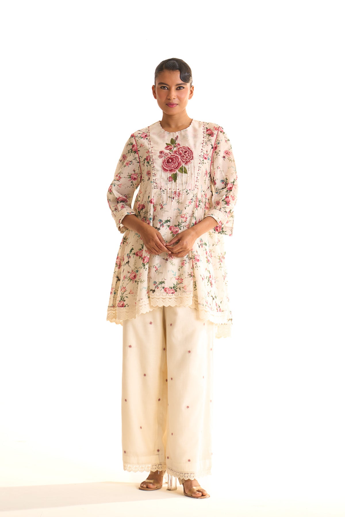 Chandni Pleated flared york embroidered set