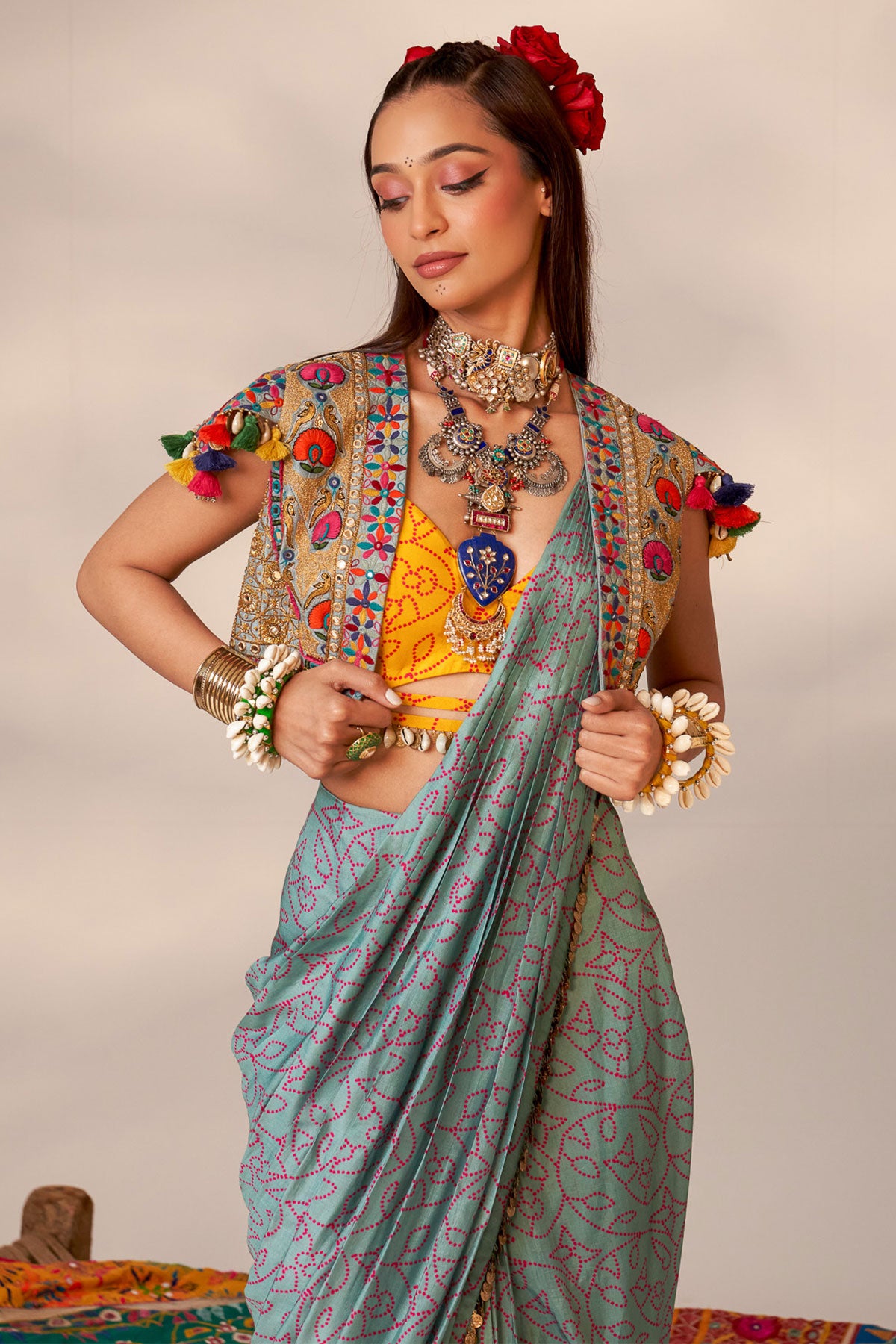Waist coat and saree set