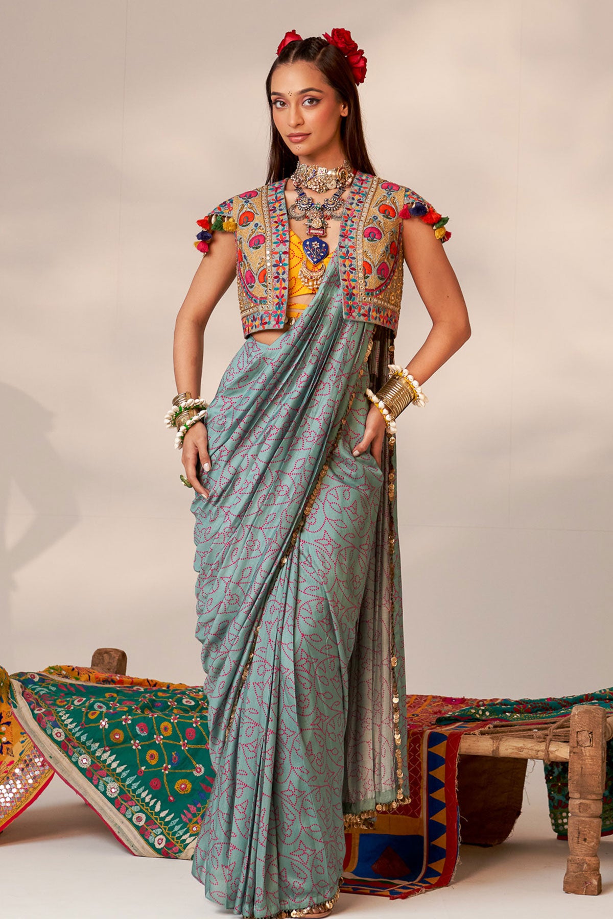 Waist coat and saree set