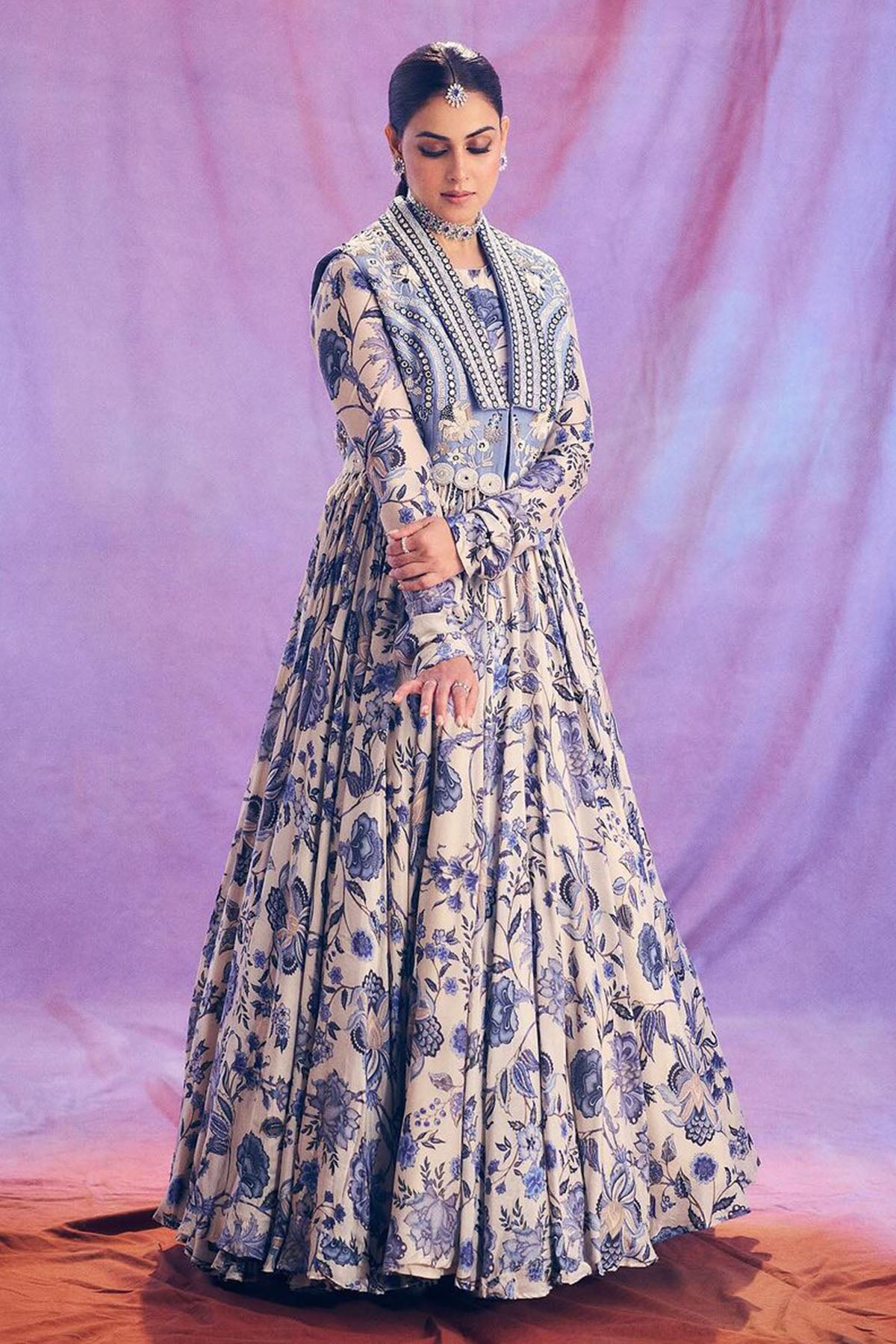 Genelia Deshmukh in Gulshan anarkali with embroidered jacket