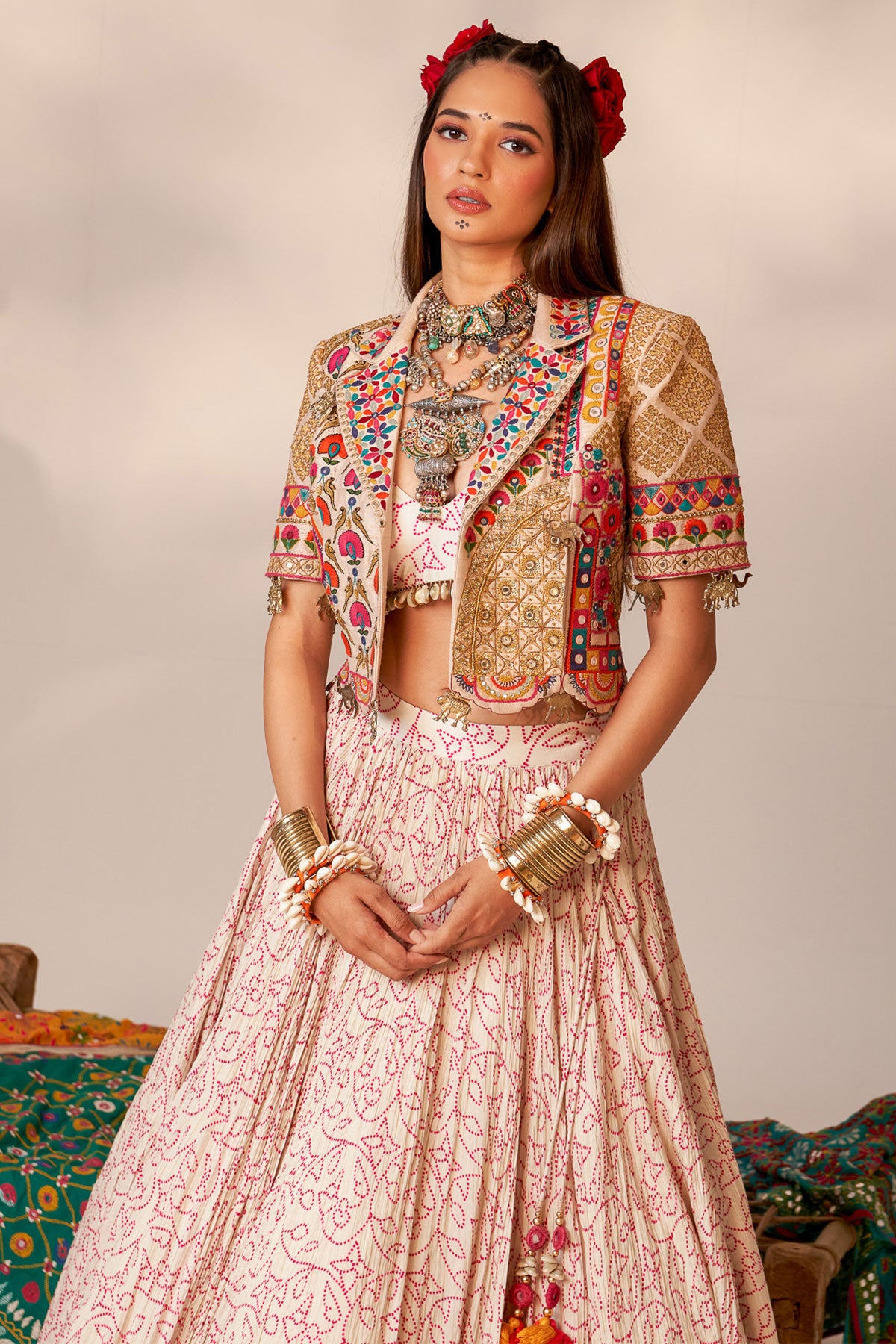 Crop blazer lehenga set