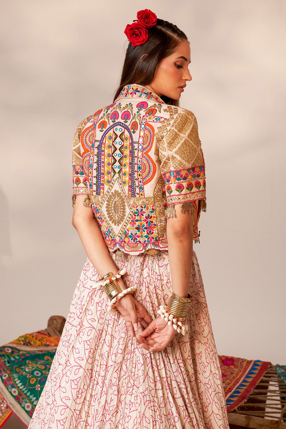 Mehal in Crop blazer lehenga set