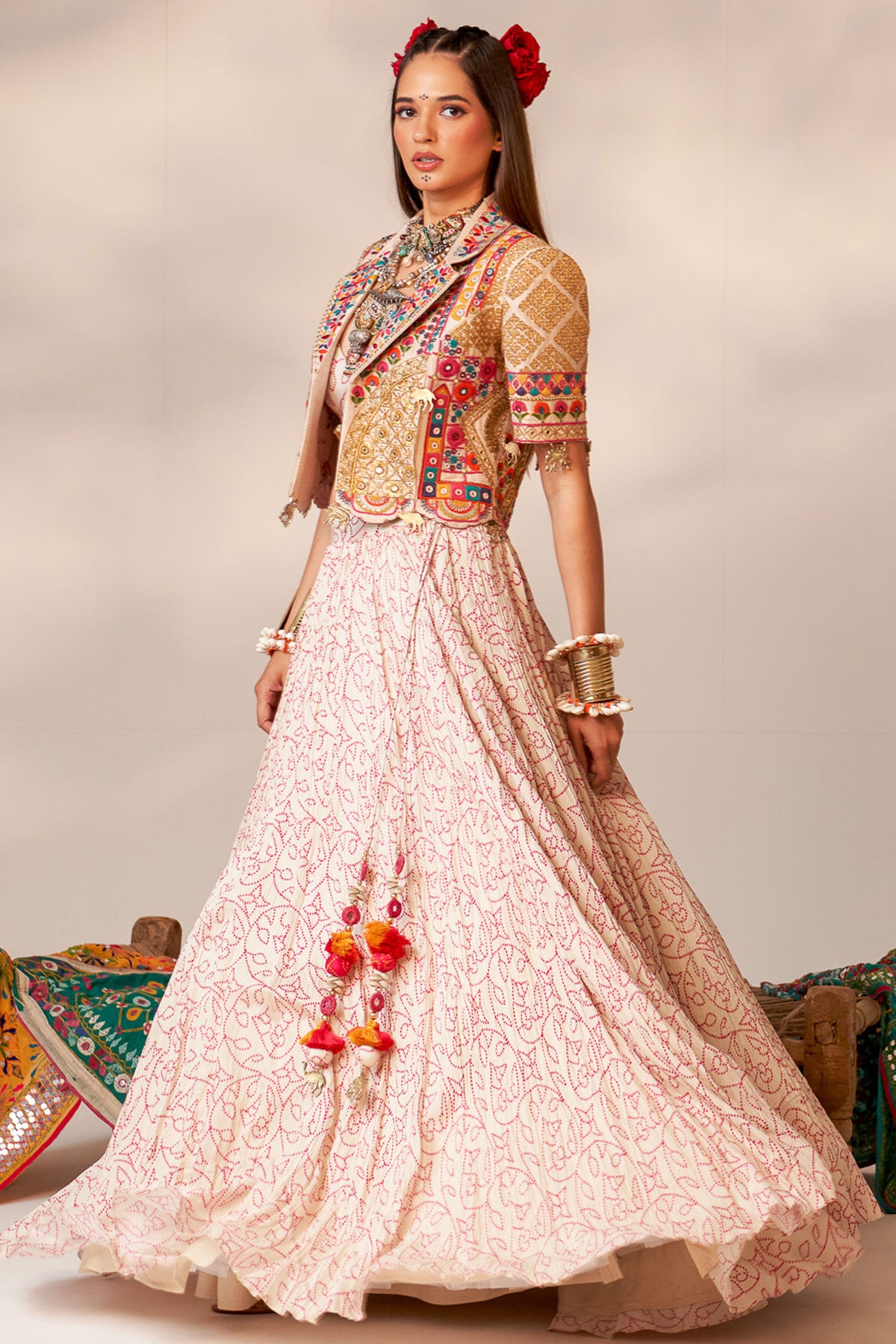Mehal in Crop blazer lehenga set