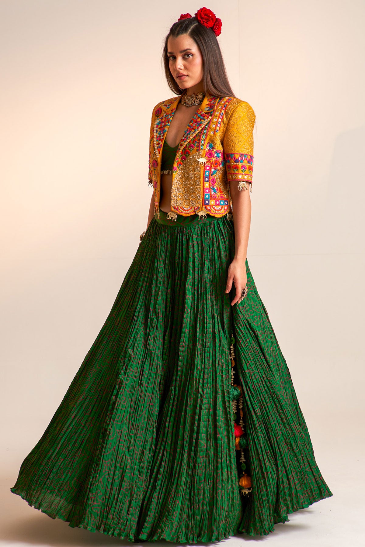 Crop blazer lehenga set