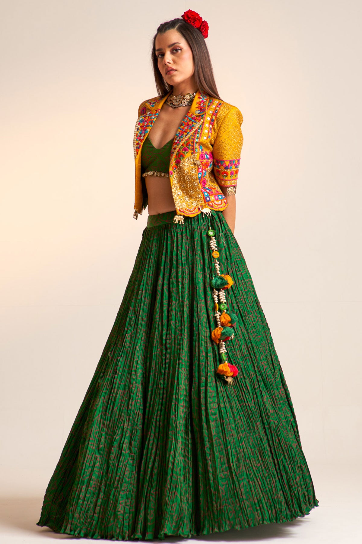 Crop blazer lehenga set