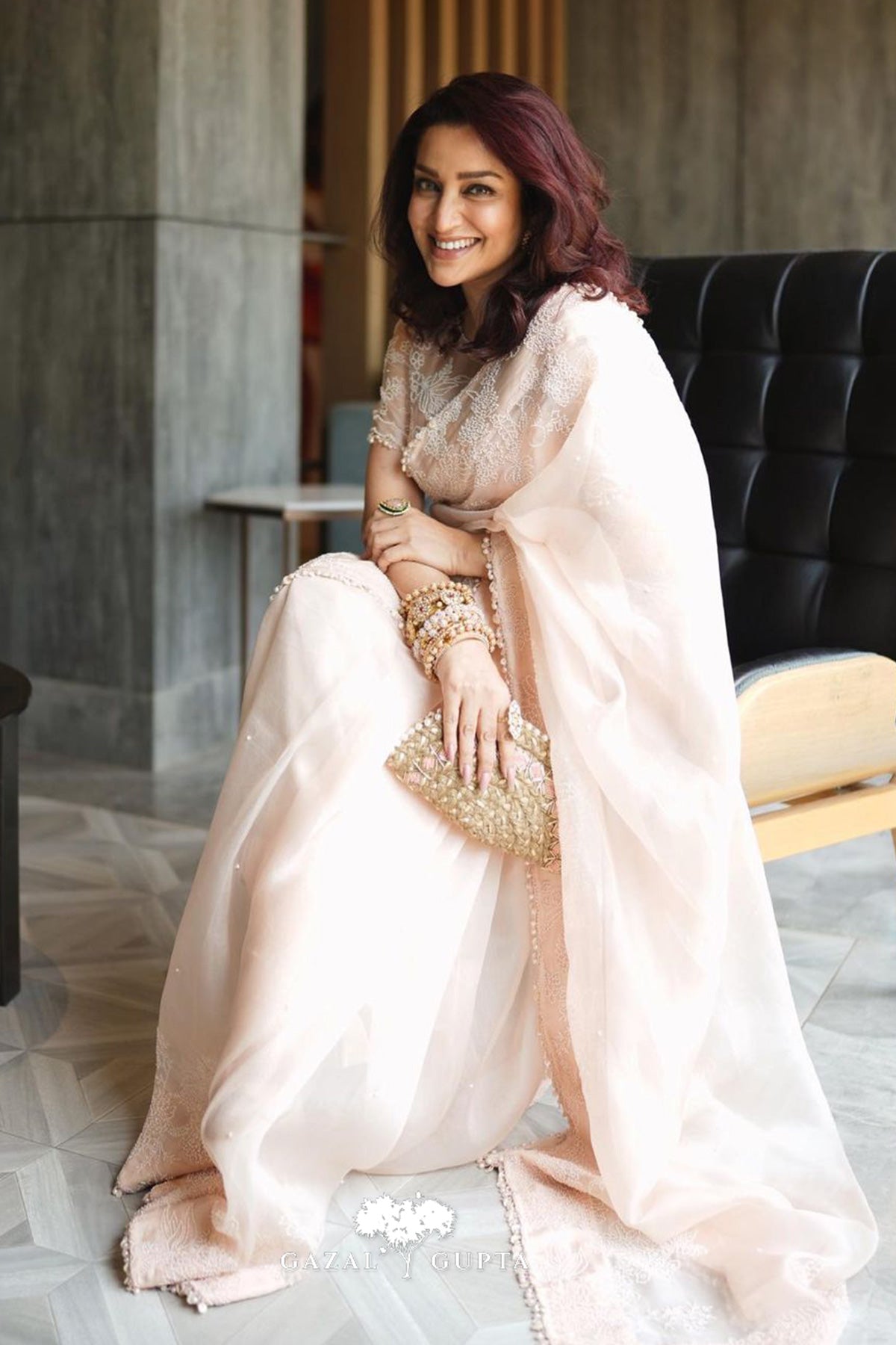 Tisca chopra  in Pearl organza saree