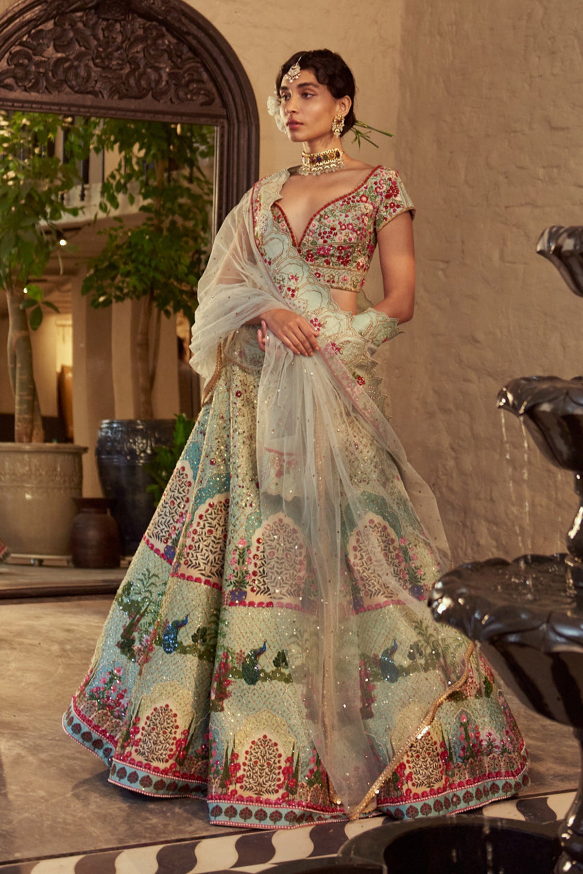 Peacock Jaal Lehenga