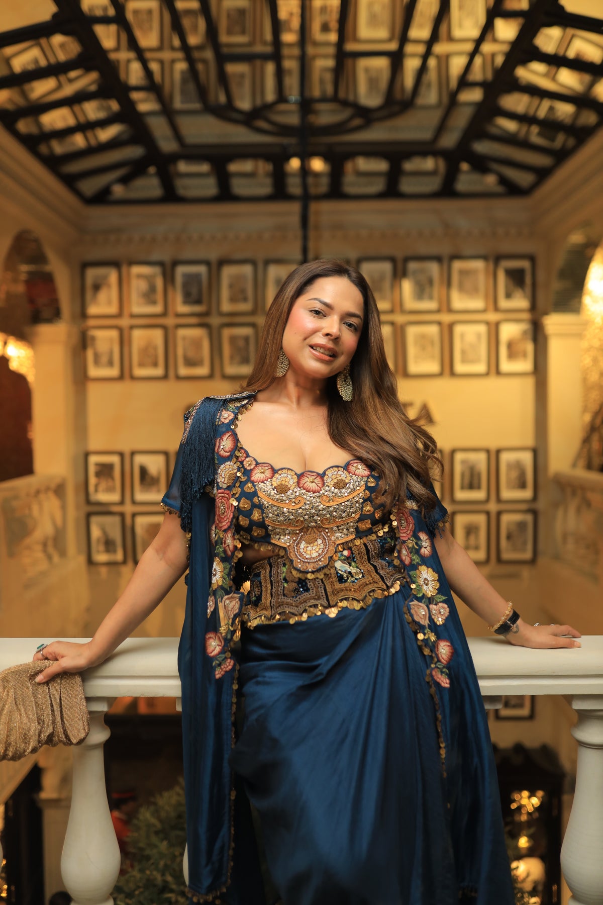 Chandni girdhar In Cape with drape skirt set