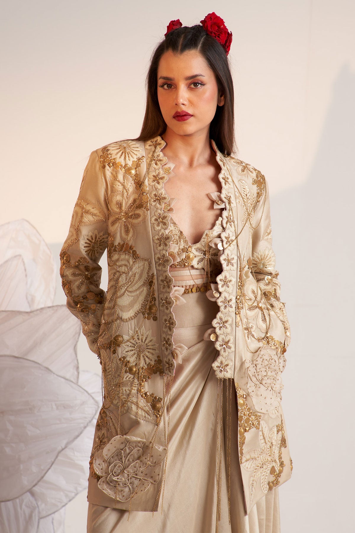 Ivory vintage lily long jacket set
