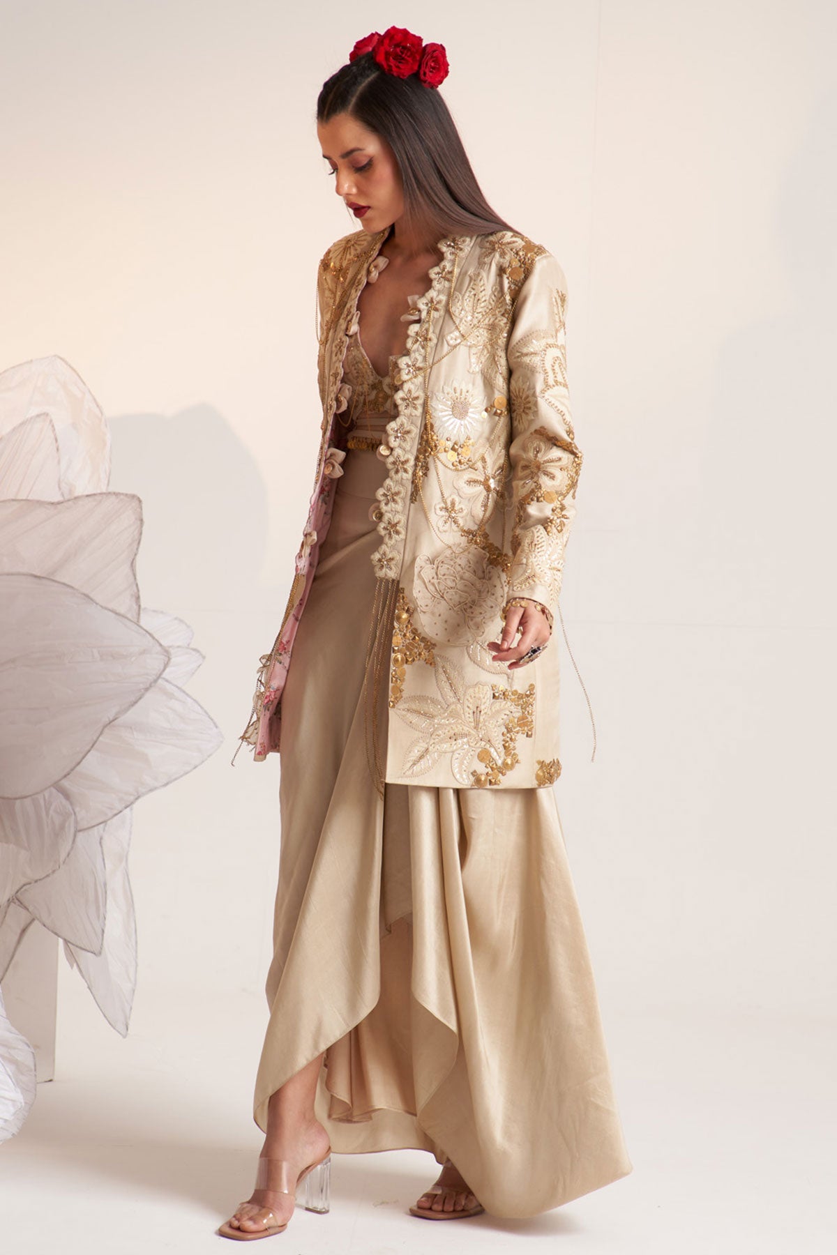 Ivory vintage lily long jacket set