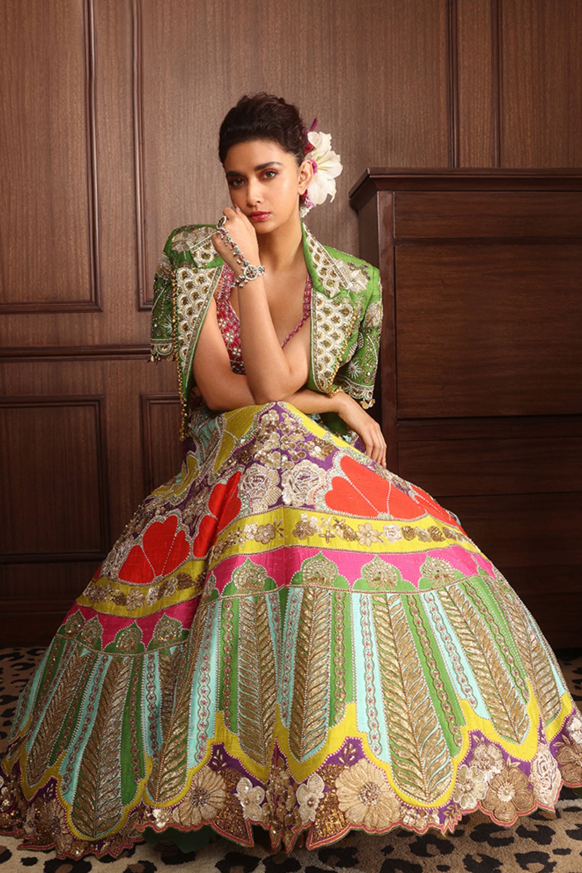 The Green floret lehenga
