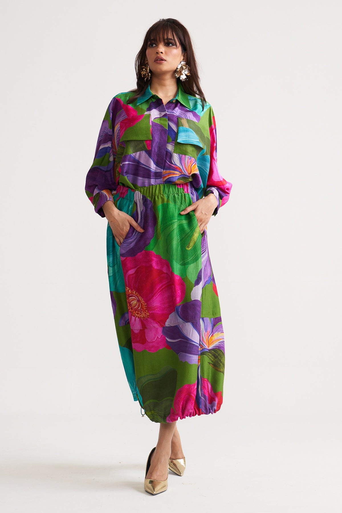 Bottom gather detail skirt