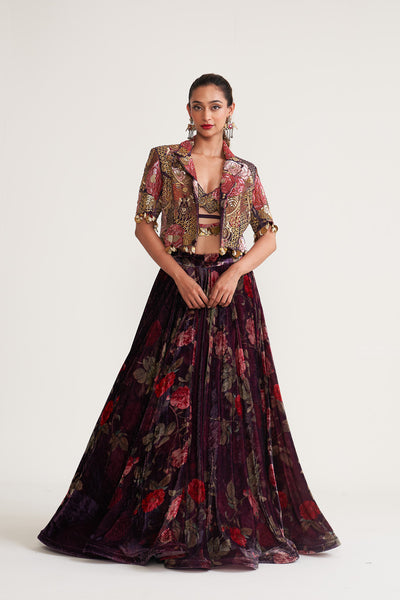 vintage bloom Crop blazer & skirt set